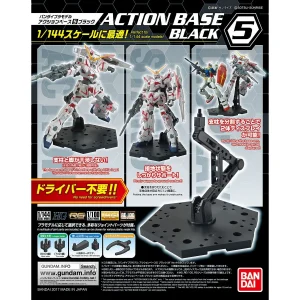 Bandai Gunpla Model Kit Action BASE 5 BLACK Display (1/144 & 1/100 Scale) Stand